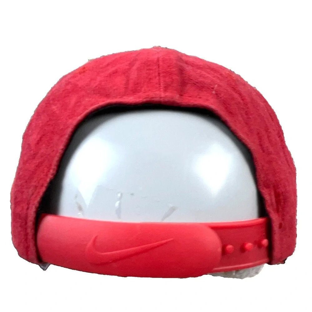Vintage Y2K Nike Hat Cap Snapback Red Black‎ Center Swoosh Grunge Faded 2000s